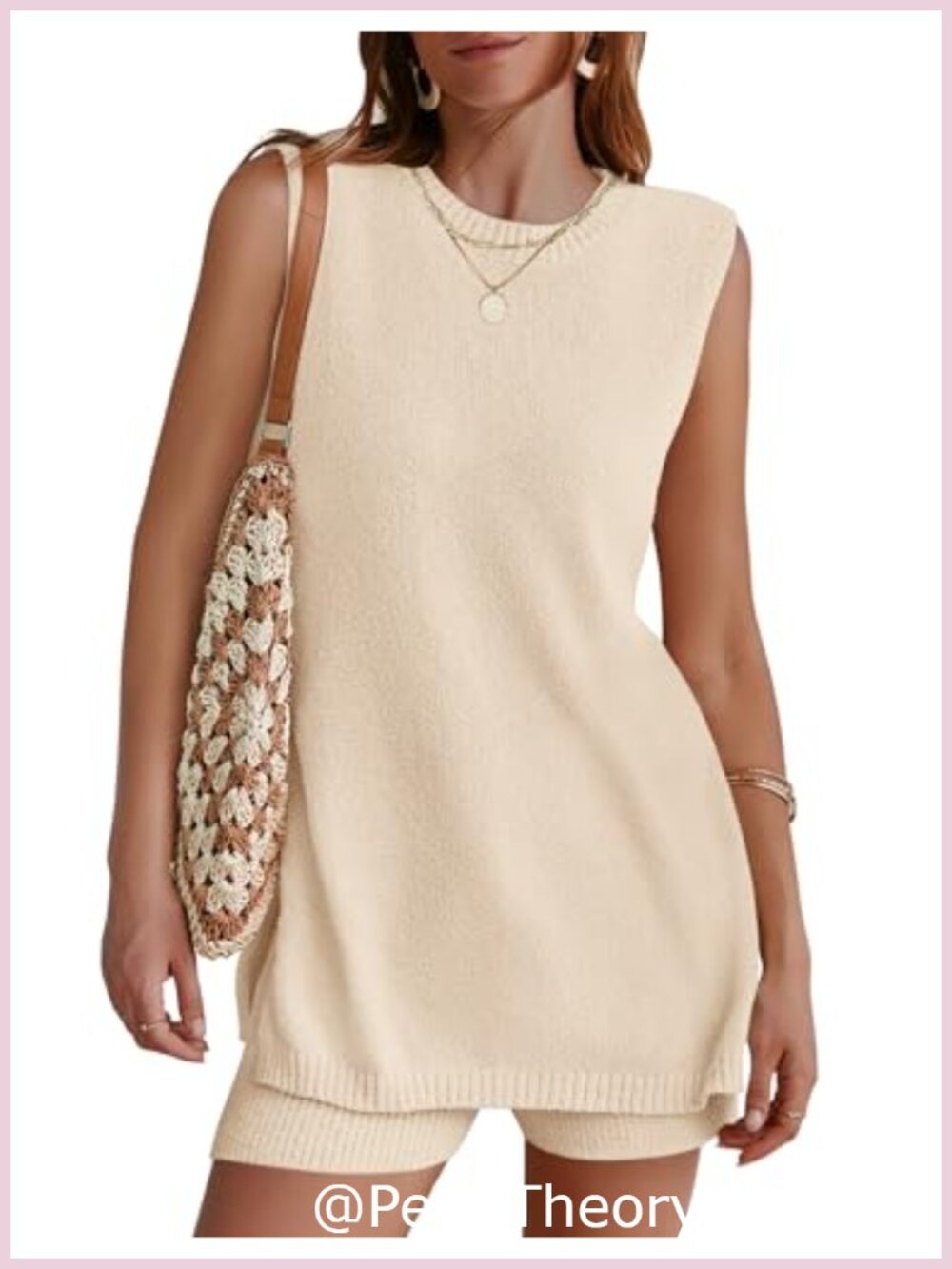 Sleeveless Sweater Lounge Set Tunic Top & Shorts 2 Piece Beach Vacation